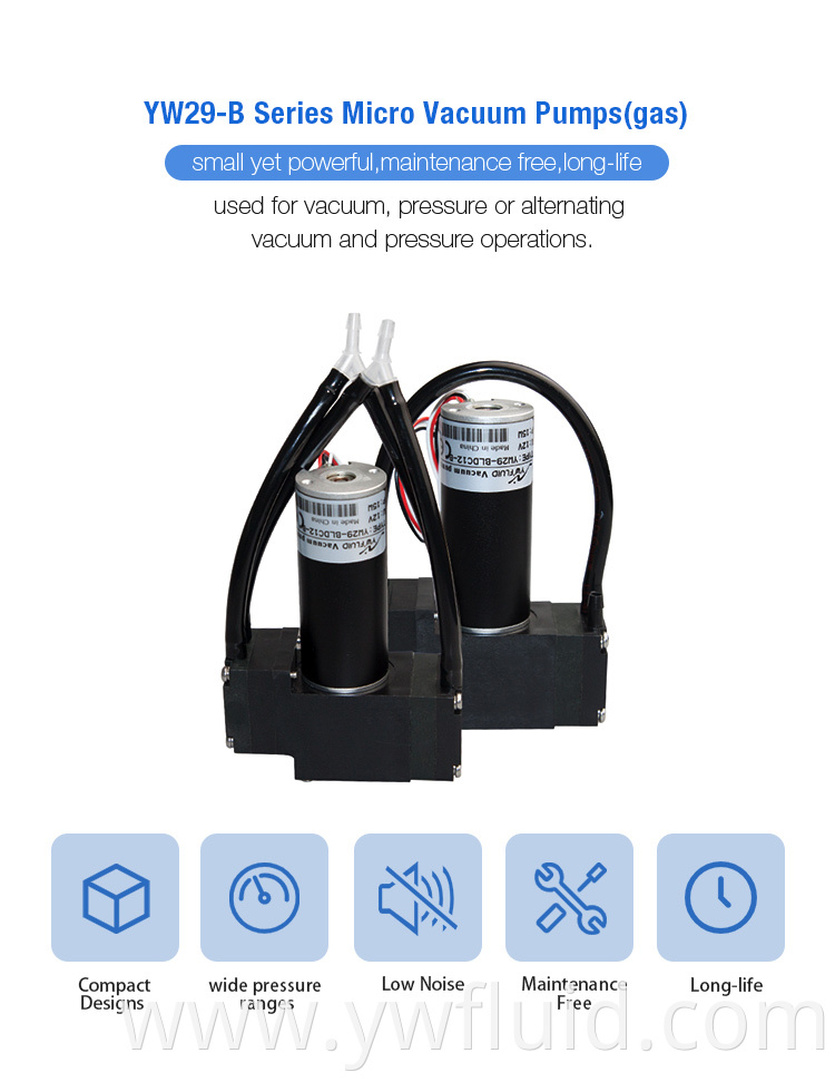 YWfluid High Performance Micro Vacuum Pump With 12V 24V BLDC motor Used for Gas transmission suction YW29-bldc